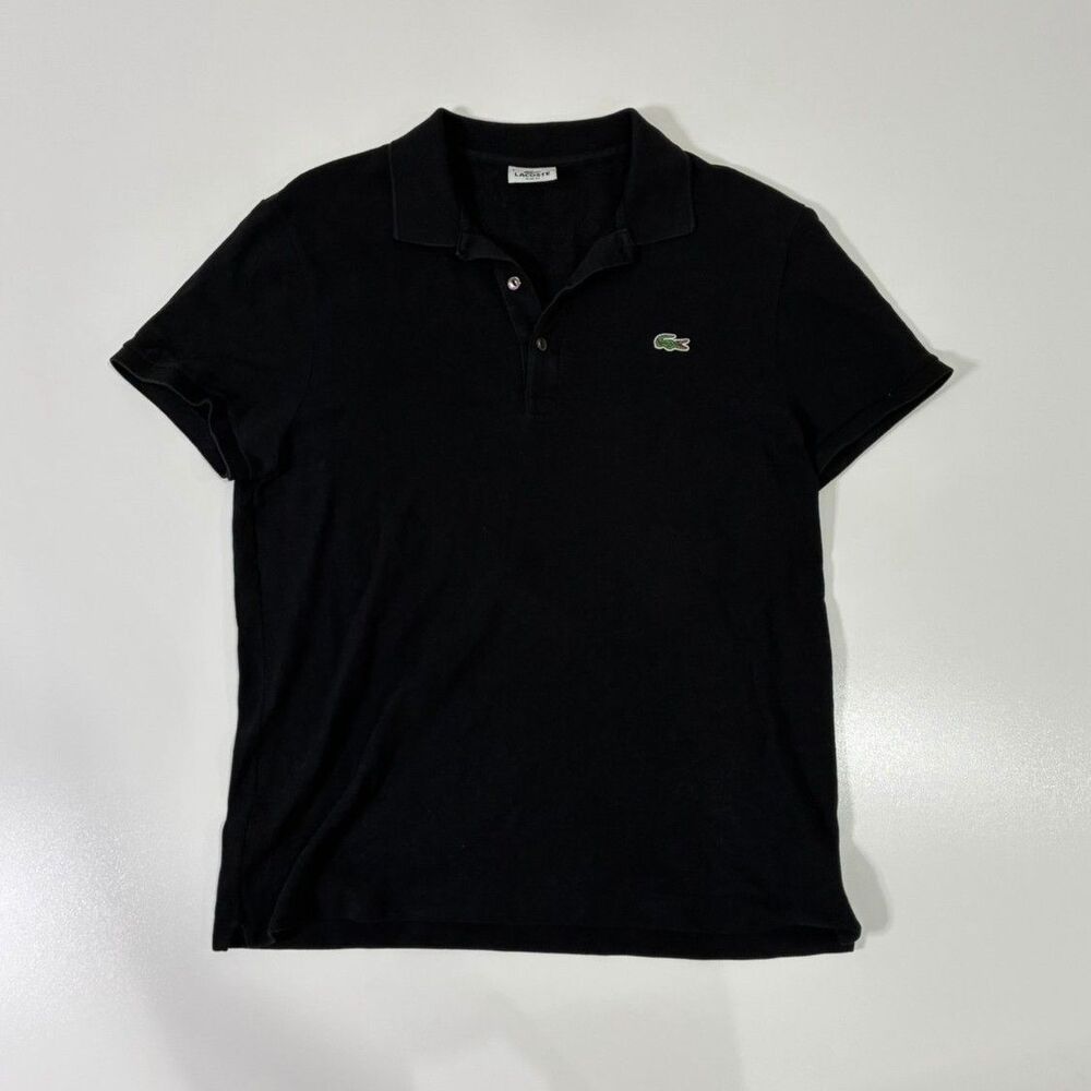 Lacoste Slim Fit Polo Shirt Black Size 5 Short Sleeve Pique Crocodile